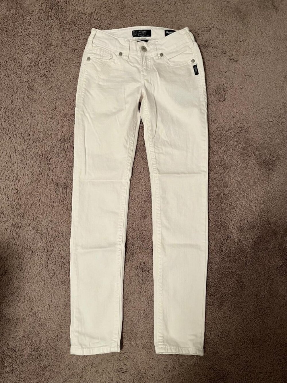 Silver Jeans Co Suki Mid Skinny Jeans Women's W26 L 31 White Super Stretch